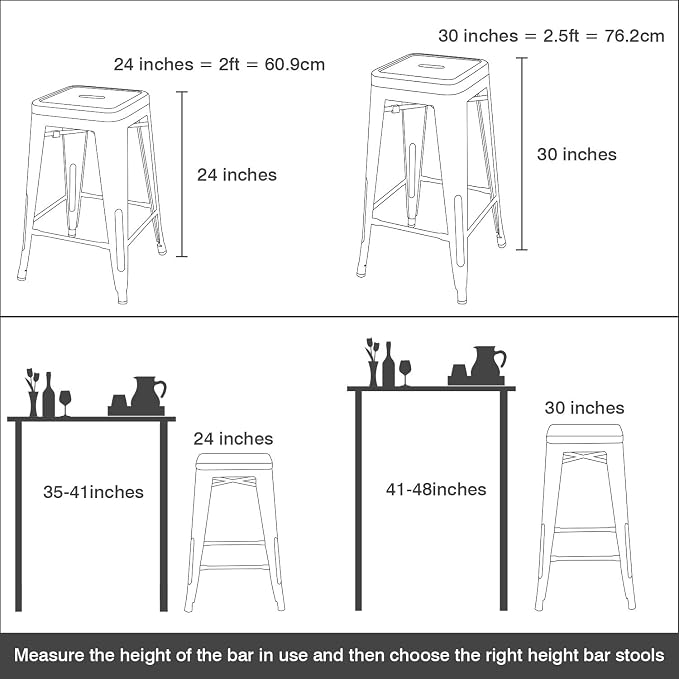 Devoko Metal Bar Stool 30'' Indoor Outdoor Stackable Barstools Modern - Image 3