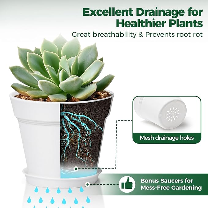 T4U 4 Inch Plant Pots 18-Pack, Small Flower Pots - Image 4