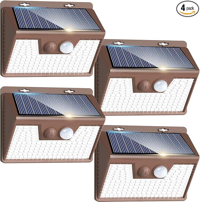 Peasur Brown Solar Lights Outdoor Waterproof, 3 Modes Solar Security Wall Lights by Peasur