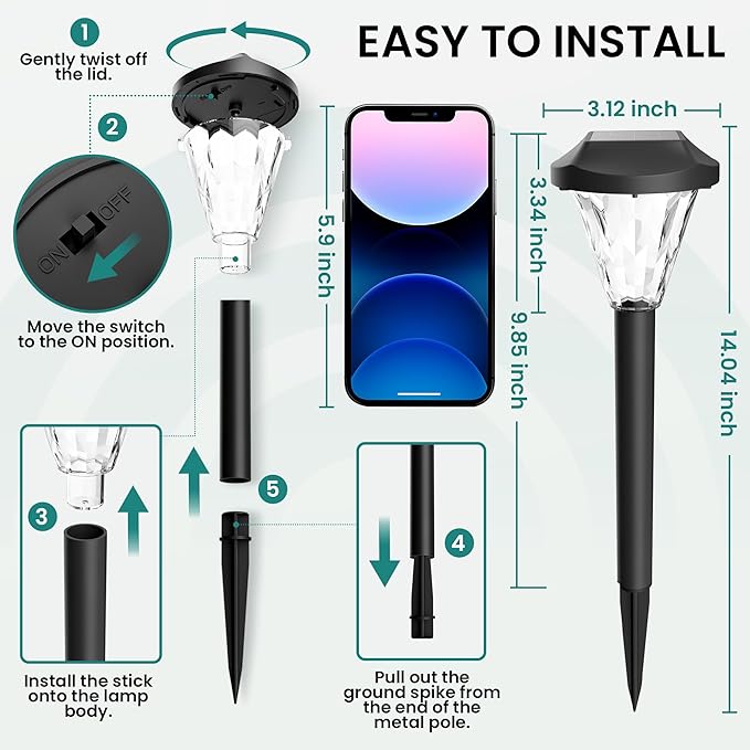 GIGALUMI 12 Pack Solar Lights Outdoor Waterproof, Outdoor Solar Lights - Image 4