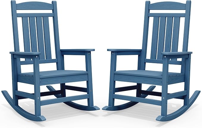 SERWALL Rocking Chairs Set of 2, HDPE Outdoor Rocking Chair, All-Weather Porch by SERWALL
