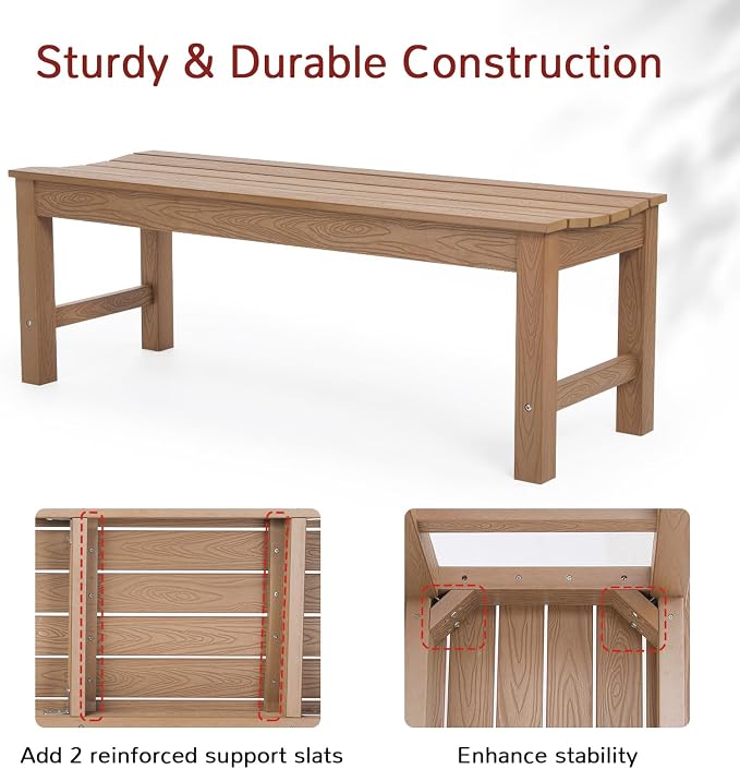 Stoog Outdoor Bench Set of 2, All-Weather HIPS Garden Bench - Image 5