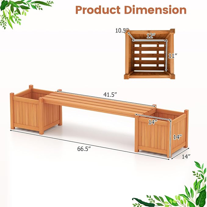 Giantex 2-in-1 Outdoor Bench - Image 3