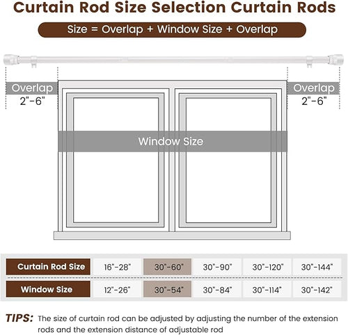 1” Diameter Curtain Rods Itself is 30 to 60 inch 1 Pack Fit 30-54 inch Window - Image 2