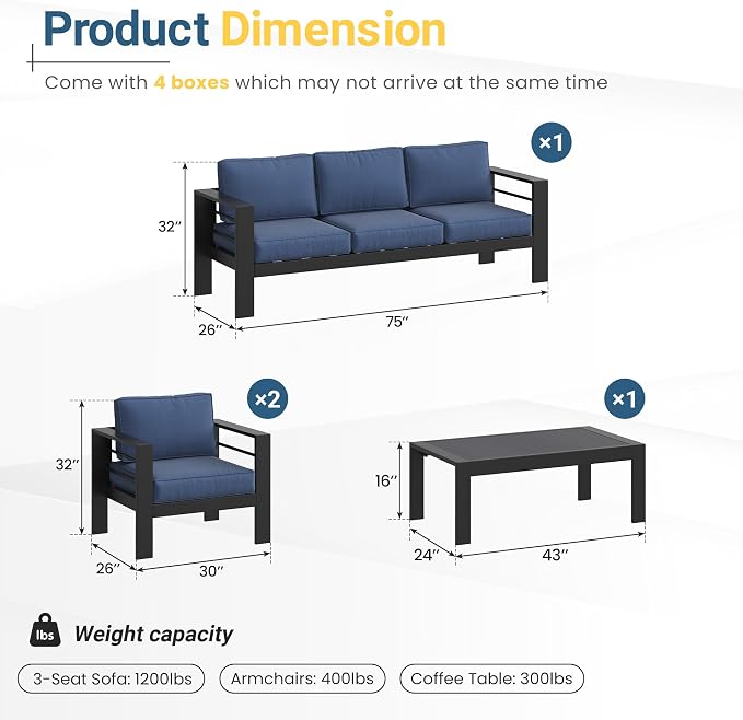 Wisteria Lane Aluminum Patio Furniture Set - Image 2