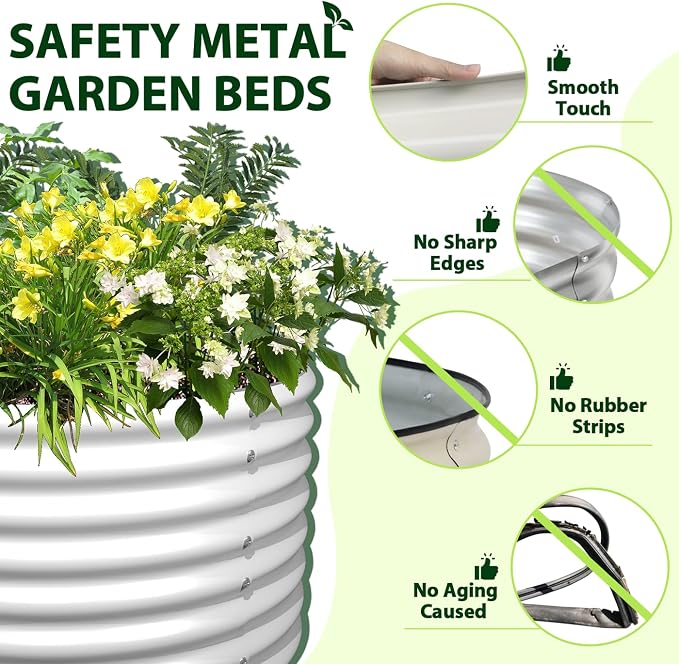 A ANLEOLIFE 6X3X2 ft Galvanized Raised Garden Beds Outdoor, Oval Large Metal - Image 4