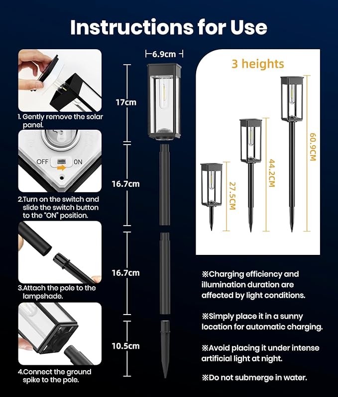 Solar Pathway Lights Outdoor, 4 Pack Bright Solar Lights Outdoor, IP65 - Image 8