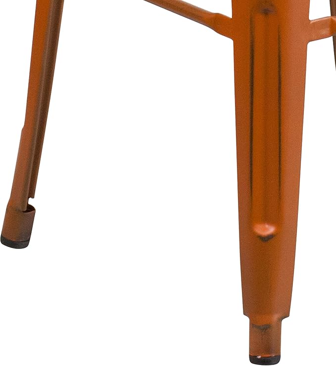 Flash Furniture Kai Commercial Grade 4 Pack 30" High Backless Distressed Orange - Image 7