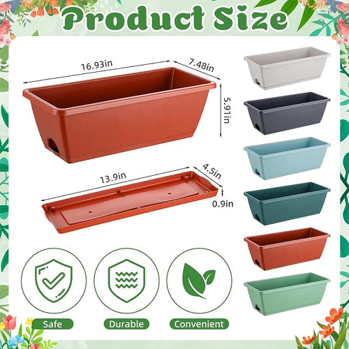 18 Pack Window Box Planter 17 Inches Rectangular Vegetable Flower Planters - Image 2