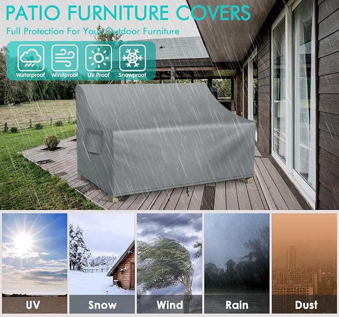 WLEAFJ Patio Sofa Cover Waterproof, Outdoor Loveseat Cover, Heavy Duty Outdoor - Image 4