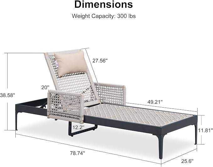 PURPLE LEAF 2 Pieces Outdoor Chaise Lounge Set Rattan Wicker Lounger - Image 8