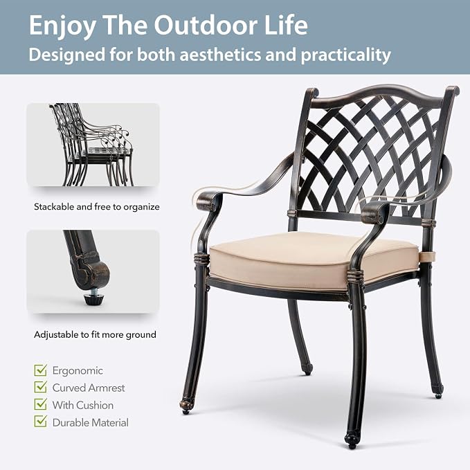 5-Piece Cast Aluminum Patio Furniture, Outdoor Dining Sets - Image 5