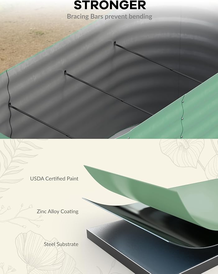 GarveeLife 4x2x2 ft Galvanized Raised Garden Bed - 24 in Tall Metal Planter Box - Image 2