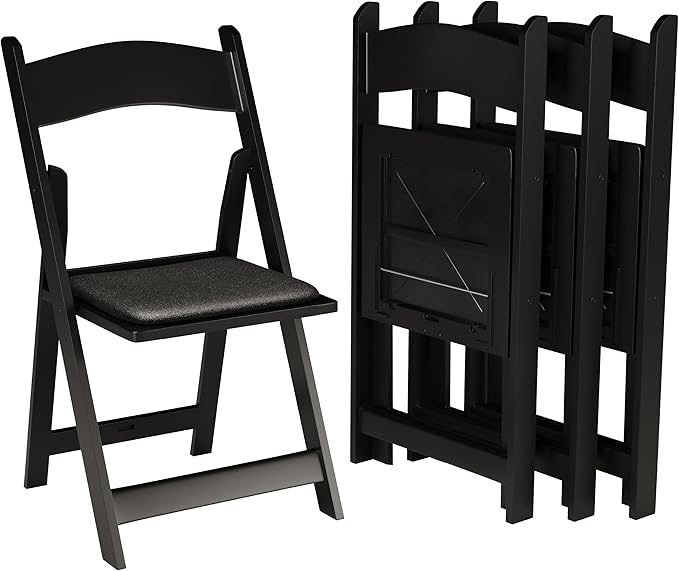 SIMPLEX 48 Black Resin Stackable Folding Chair by Simplex