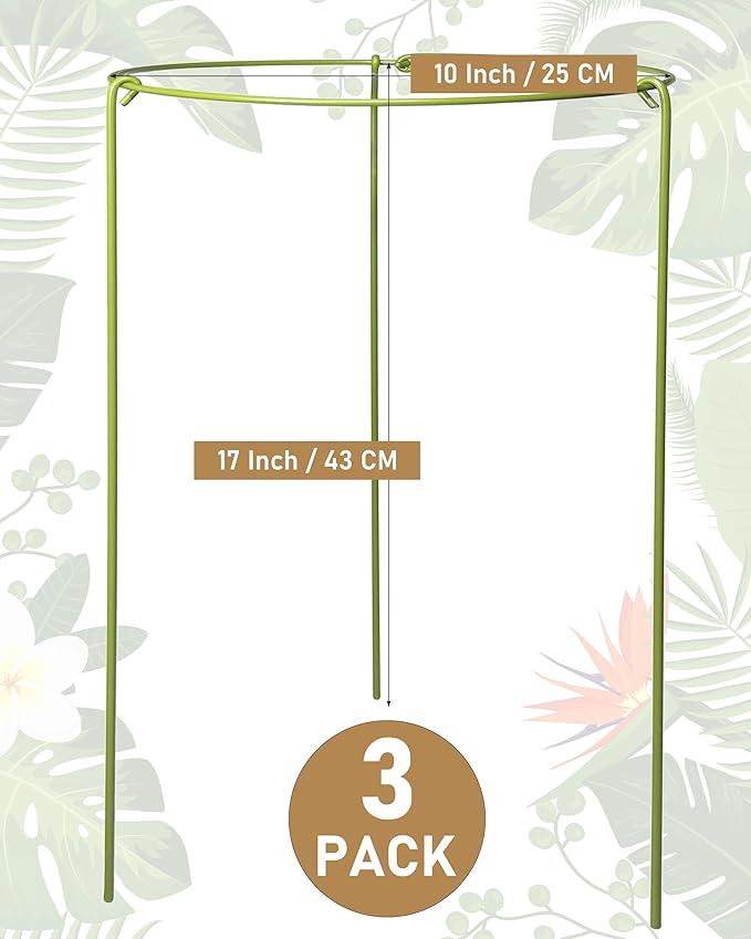 3-Pack Heavy Duty Plant Support Stakes, Metal Plant Ring Cages - Image 4