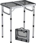 Anbte 2ft Folding Grill Table, Adjustable Height Max 27.5" Aluminum Camping by Anbte