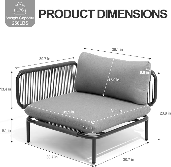 Patio Furniture Set, Outdoor Patio Furniture Oversized Metal Patio Sectional - Image 2