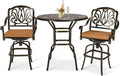 VIVIJASON 3-Piece Patio Swivel Bar Stools Set, All Weather Cast Aluminum by VIVIJASON