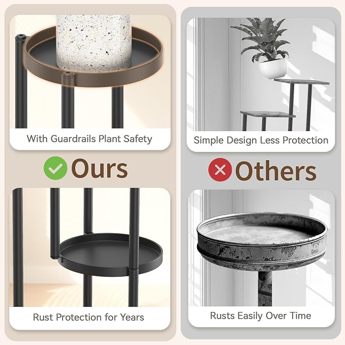 LASZOLA Black 6 Tier Plant Stand Indoor Heavy Duty Metal Planter Flower Holder - Image 5