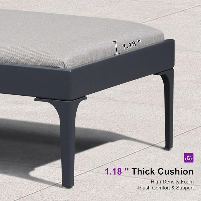 PURPLE LEAF Outdoor Chaise Lounge Set of 2 Aluminum Adjustable Patio Lounger - Image 5