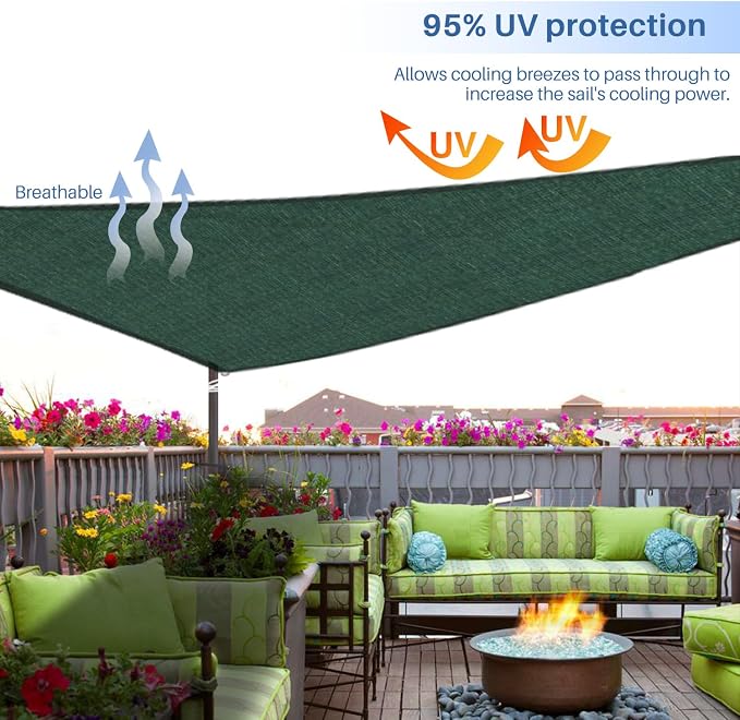 E&K Sunrise 11' x 11' x 11' Sun Shade Sail Triangle Canopy Shade Cover UV Block - Image 5