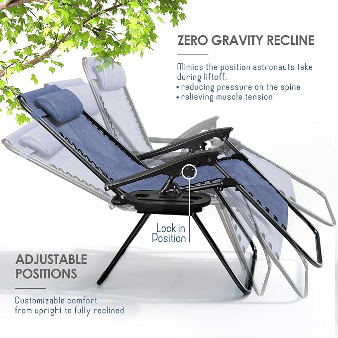 Nestl Zero Gravity Chairs Set of 4, Patio Lounge Chair Outdoor - Image 4