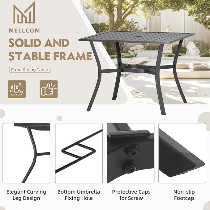 MELLCOM 5 Pieces Outdoor Dining Set, 4 Swivel Rocker Chairs - Image 6