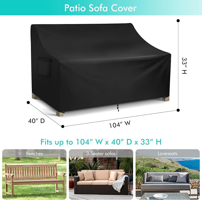 WLEAFJ Patio Sofa Cover Waterproof, 4-Seater Outdoor Sofa Cover, Heavy Duty - Image 2
