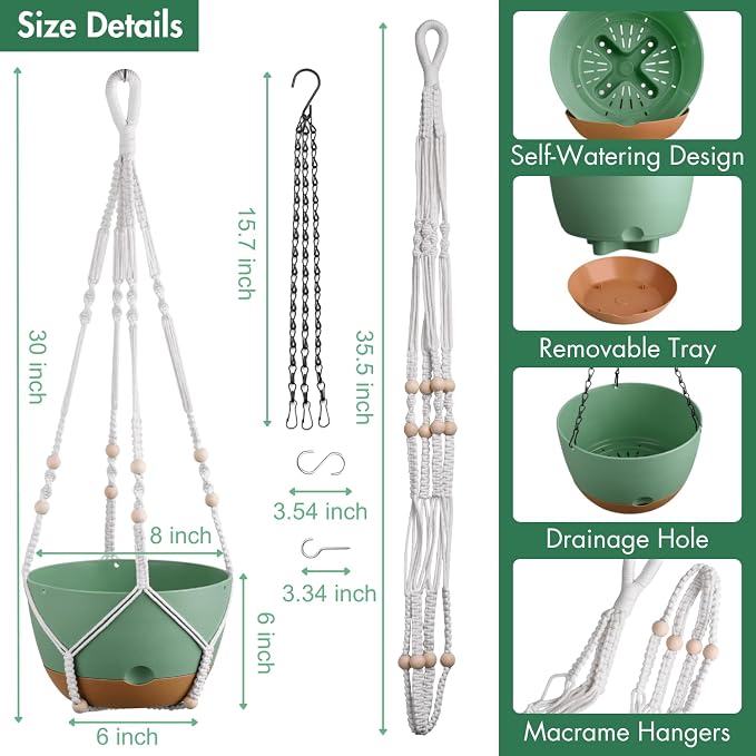 Set of 2-8 Inch Hanging Planters - Image 5