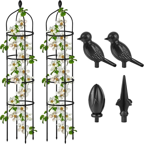 2 Pcs Garden Obelisk Trellis for Climbing Plants Outdoor 6 Ft Rose Bush Round by Miuwauer