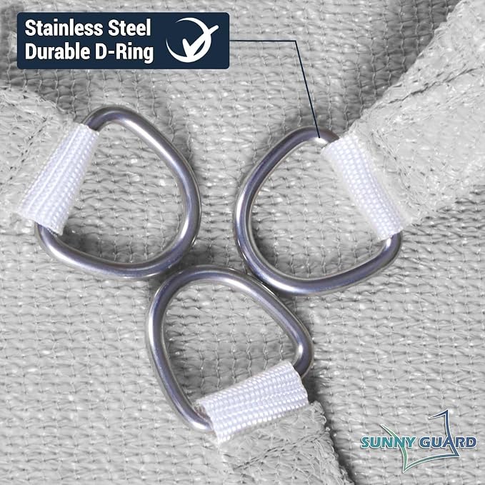 SUNNY GUARD Custom Size 13'x13'x13' Silver Grey Sun Shade Sail Triangle UV - Image 6