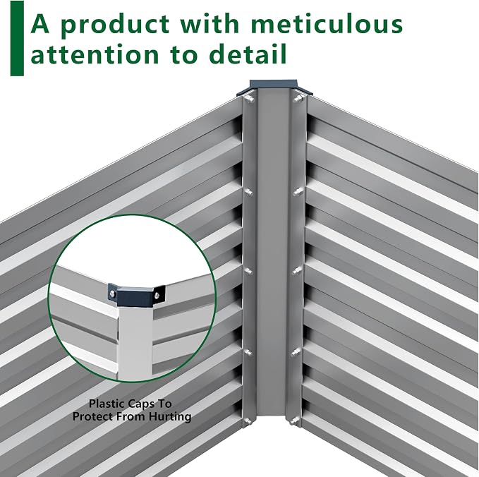 8x2x2FT Galvanized Raised Garden Bed Kit, Vegetable Plant Boxes-Rectangle Metal - Image 4