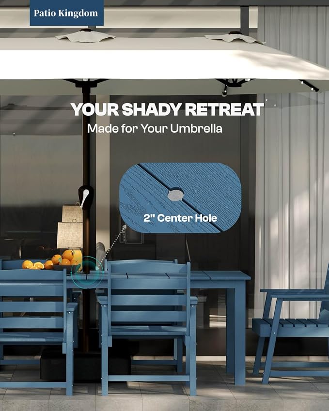7-Piece Navy Blue Outdoor Dining Set - Image 4