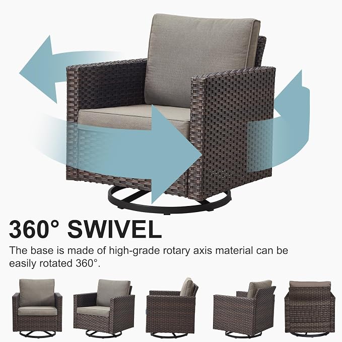 Belord Wicker Patio Furniture 5 Piece Outdoor Sofa Set, Oversize Outdoor Swivel - Image 5