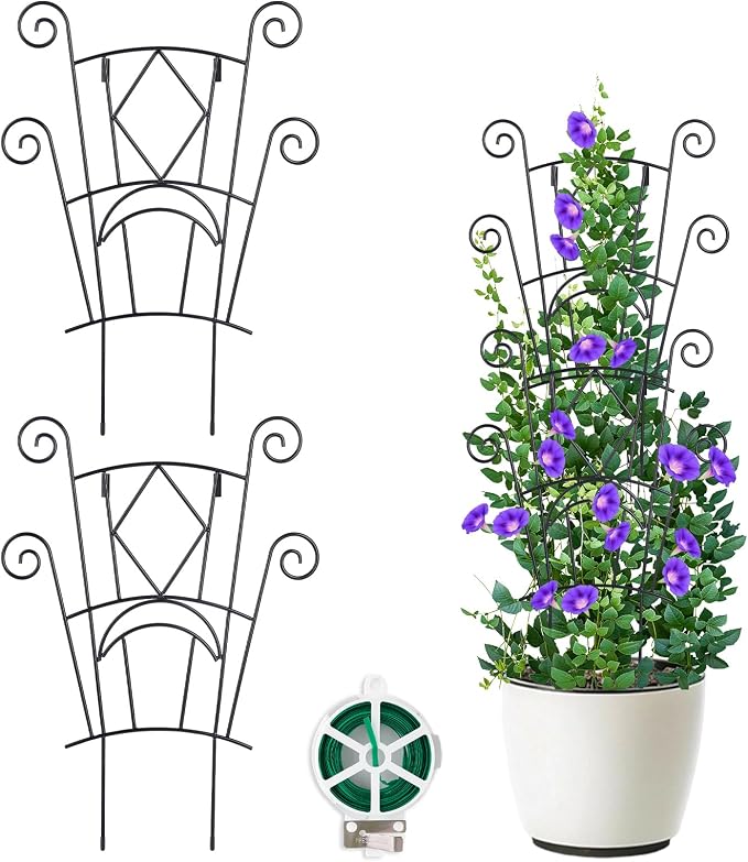 Stackable Plant Support Stakes, 2 Pack Metal Twig Plants Trellis by YHTPOUQE