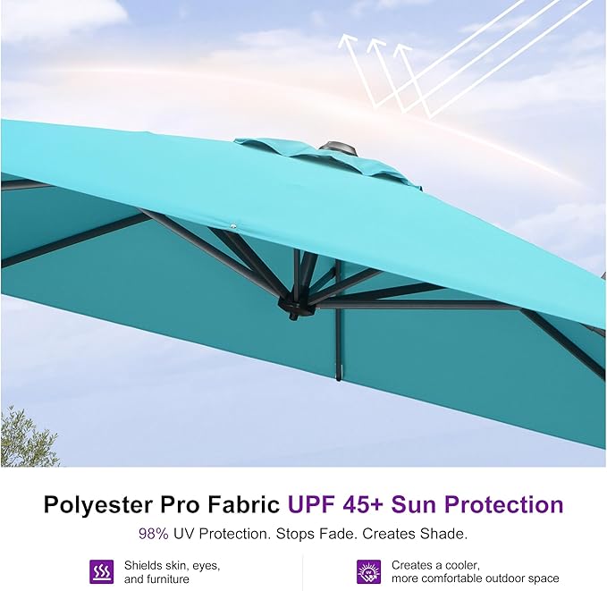 PURPLE LEAF 8 Feet Patio Umbrella Outdoor Cantilever Square Umbrella Aluminum - Image 5