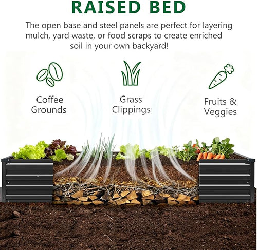 2 Pack 6x3x1FT Galvanized Raised Garden Bed Kit, Outdoor Metal Planter Box - Image 2