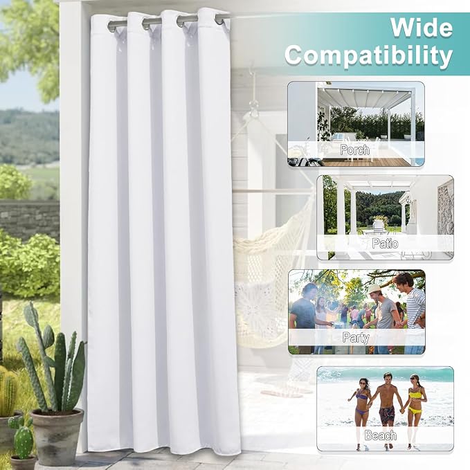 NICETOWN Outdoor Curtainch for Patio Waterproof 84 inch Wide, Thermal Insulated - Image 6