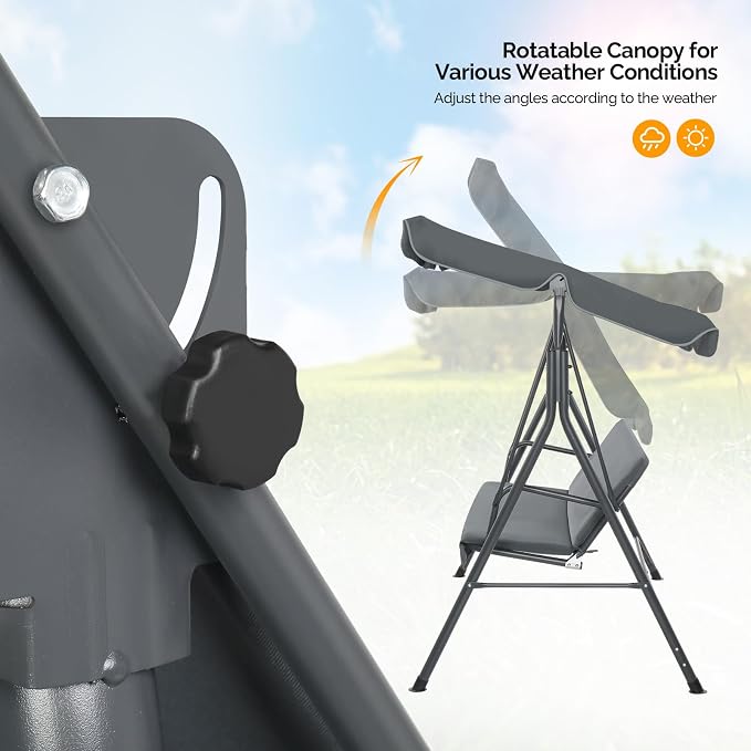 VINGLI Heavy Duty 550 LBS Upgraded 2 Person Outdoor Porch Swing - Image 4