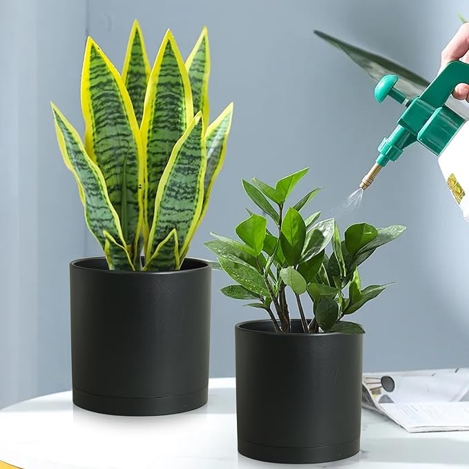 12/10/8 inch Large Deep Plant Pots, 3 Pack Tall Cylinder Flower Pots - Image 6