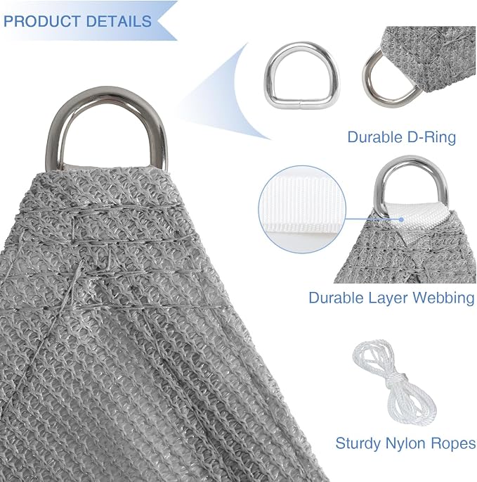 E&K Sunrise 2' x 2' x 2' Sun Shade Sail Triangle Canopy Shade Cover UV Block - Image 4