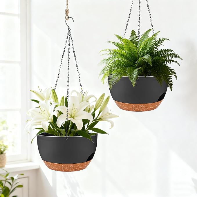 Set of 4-8 Inch Self Watering Hanging Planters - Image 5