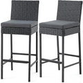 ECOTOUGE Rattan Bar Stools Set of 2, Outdoor Wicker Barstools Counter Height by ECOTOUGE