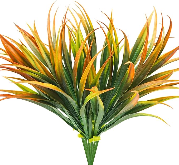 6Pcs Artificial Grass Fake Plants 17.3in Outdoor Plastic Plants UV Resistant by Phliofd