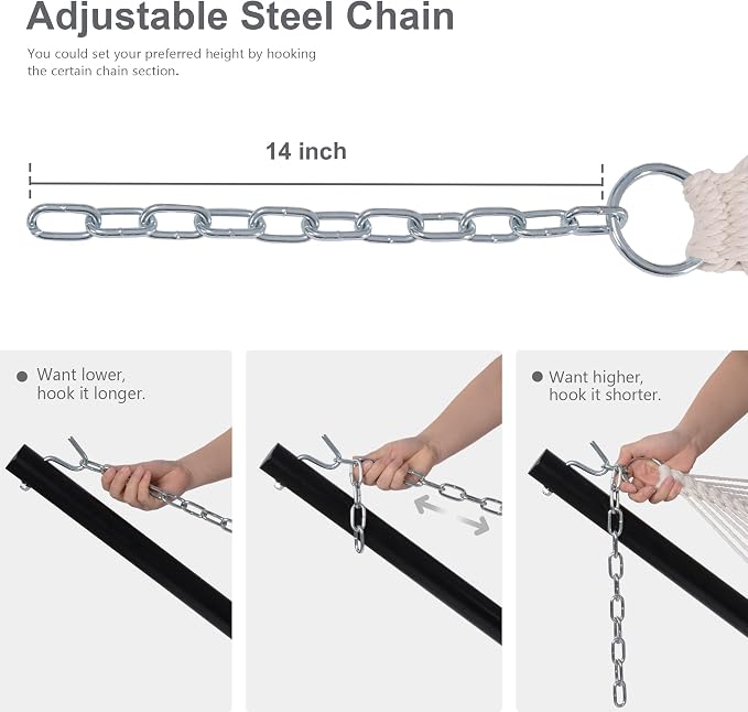 Large Hammock with 12FT Steel Stand, Freestanding Hammock with Curved Spreader - Image 7
