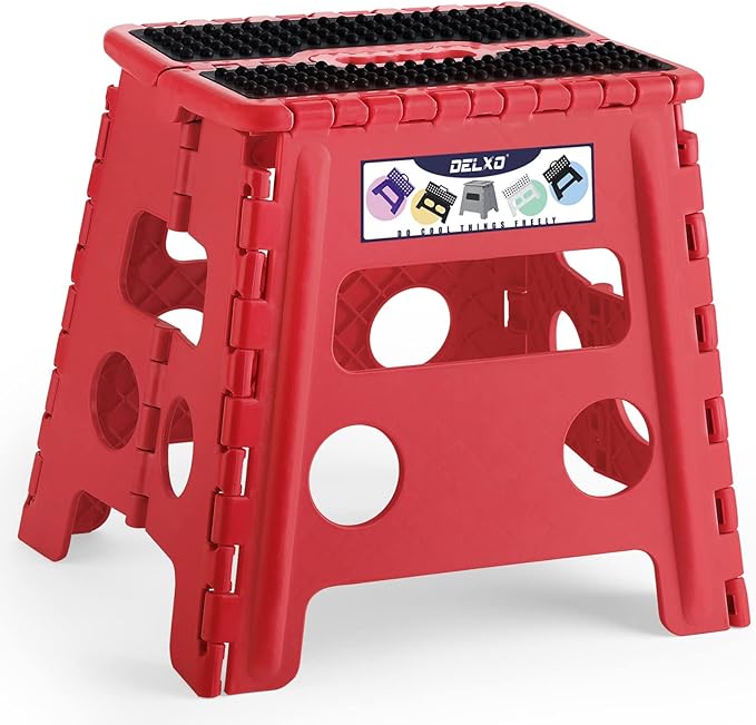 Delxo Folding Step Stool, Non-Slip Stool 13 inch Height Premium Heavy Duty by Delxo