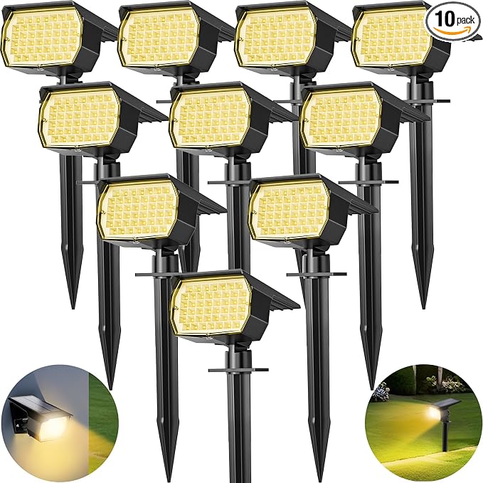 Solar Spot Lights Outdoor 10 Pack, Solar Landscape Spotlights Waterproof by TadyrealSolarLights