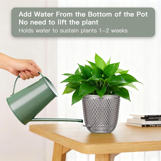 QCQHDU 2 Pack Self Watering Pots, 7.2 Inch Flower Pots - Image 3
