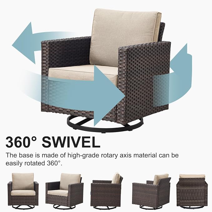 Belord Wicker Patio Furniture 5 Piece Outdoor Sofa Set, Oversize Outdoor Swivel - Image 5
