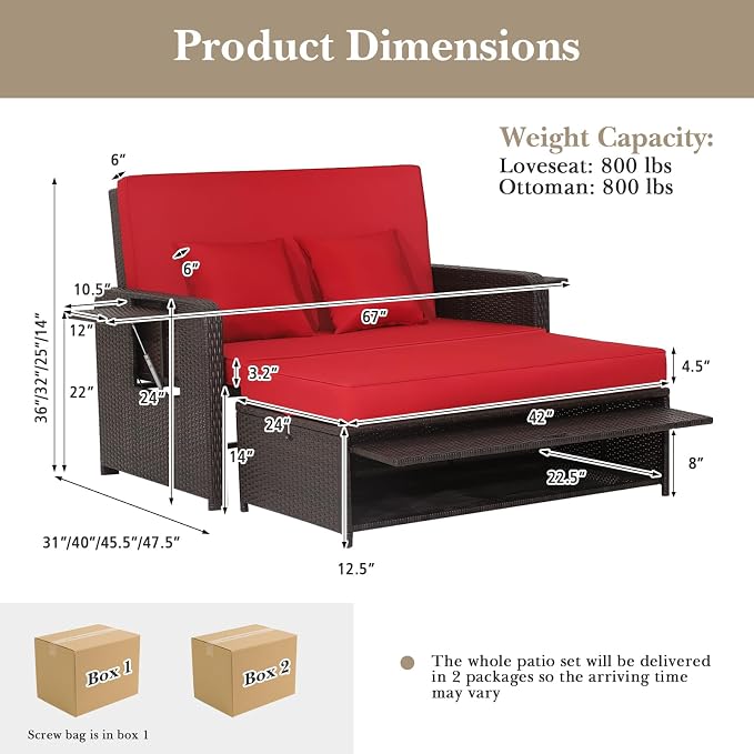 HAPPYGRILL Patio Rattan Wicker Daybed - Image 7